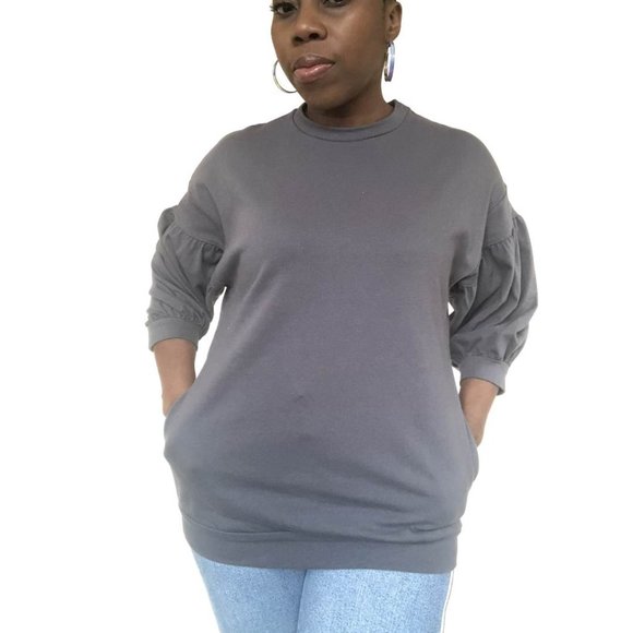 (NWT) Crewneck Longline Sweater w/Pockets - Picture 3 of 7